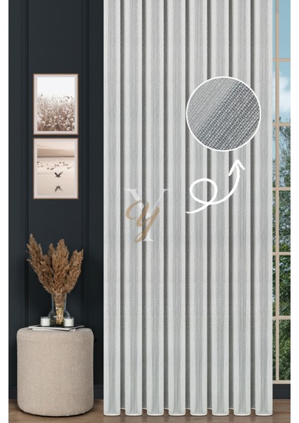 9193 Tül Perde V-Gümüş Simli