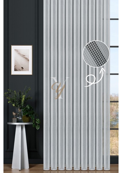 6401 Tül Perde V-Şeffaf Simli