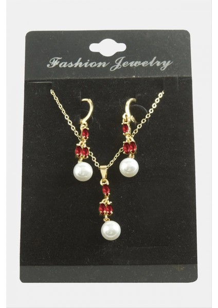 Ieg Çiçek Inci Zirkon Taşlı Set Kolye