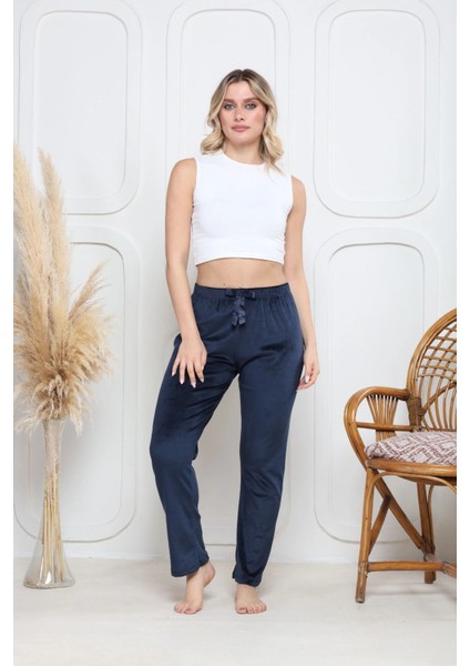 Kadife Pijama Altı Lacivert Q7013