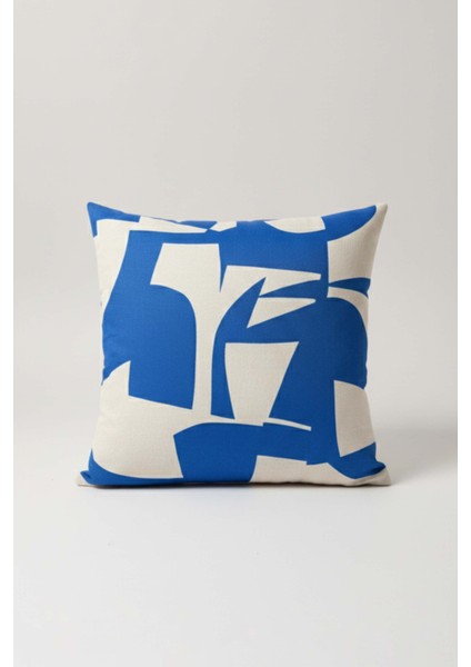 Cobalt Vuruşu – Soyut Mavi Desenli Kırlent Kılıfı 45X45 cm
