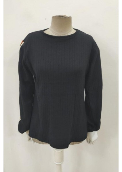 Kayık Yaka Örgü Detaylı Şordonlu Dalgıç Bluz - Siyah fırsatları