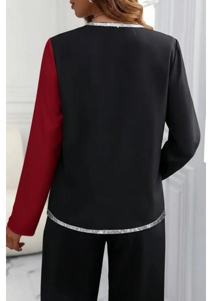 V Yaka Pulpayet Detaylı Ithal Krep Bluz - Kırmızı modelleri