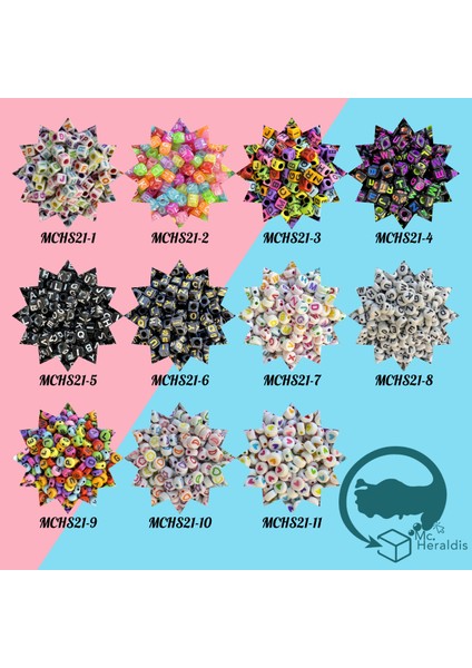 Harf Boncuk Küp Şekilli Şeffaf Renkli Üzeri Beyaz Takı Yapım Boncuğu - MCHS21-2 (25 Gram) modelleri