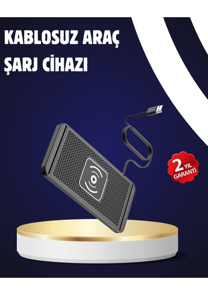 Kaymaz Manyetik Kablosuz Şarj Pedi – Araç Ofis ve Ev Kullanımına Uygun