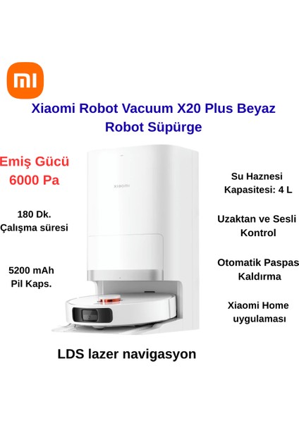 Robot Vacuum X20 Plus Çöp Istasyonlu Akıllı Robot Süpürge