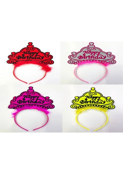 Ieg Happy Birthday Yazılı Neon Renk Taç 12 Adet