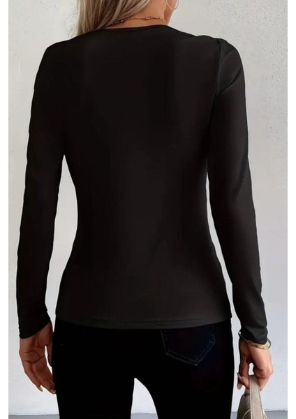 Halka Detaylı Viskon Bluz - Siyah modelleri