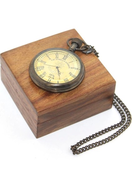 Ahşap Kutulu Pirinç Köstekli Saat 16156