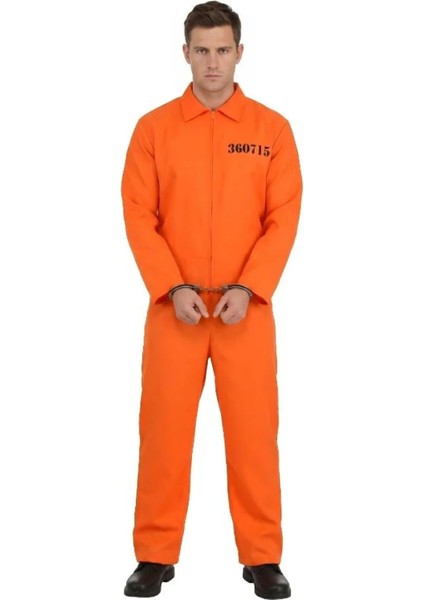 Erkek Turuncu Mahkum Kostümü | Yetişkin Hapishane Kostüm Kıyafeti