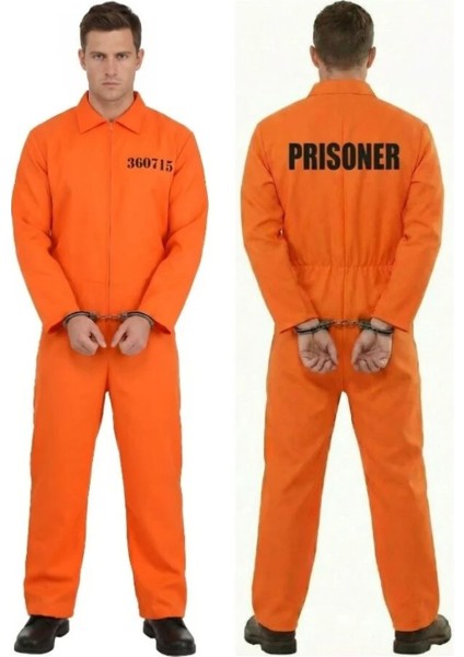 Erkek Turuncu Mahkum Kostümü | Yetişkin Hapishane Kostüm Kıyafeti modelleri