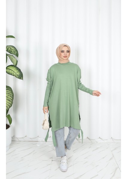 Düğme Detaylı Merserize Tunik fiyatları