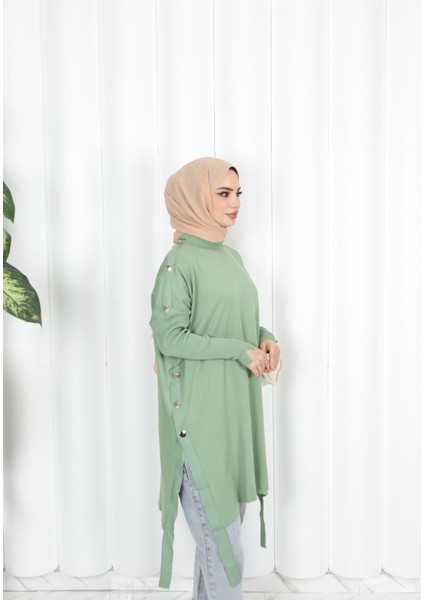 Düğme Detaylı Merserize Tunik fırsatları