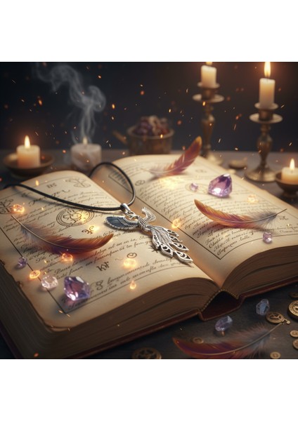 Efsanevi Zümrüdü Anka Kuşu Gümüş Kaplama Deri İp Kolye indirimleri