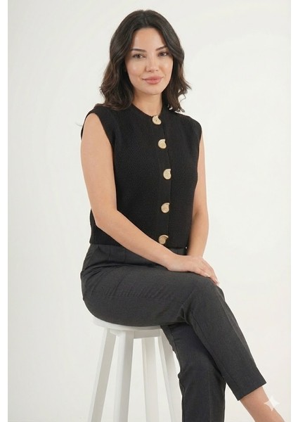 Düğmeli Kolsuz Triko Hırka fiyatları