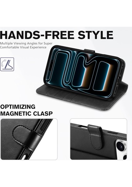 iPhone 17 Pro Kılıf 360 Tam Kaplar Deri Dokulu Kapaklı Cüzdan Standlı Kartvizitli Kopçalı fiyatları