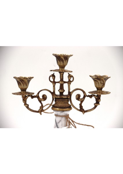 El Yapımı Mermer Taşlı Bronz Şamdan fiyatları