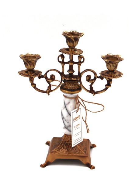 El Yapımı Mermer Taşlı Bronz Şamdan indirimleri