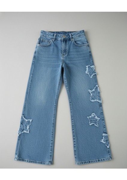 Kız Çocuk Yıldızlı Likralı Kalın Kot Pantolon fiyatları