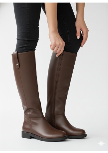 Trok Detaylı Rahat ve Şık Geniş Baldır Uygun Kadın Çizme TMD2025501 fiyatları