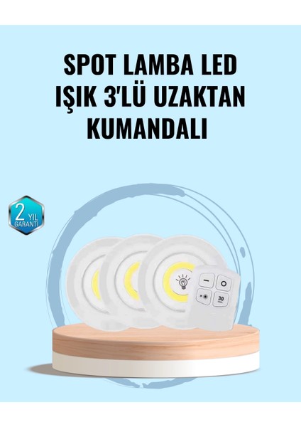 Ev Ofis Kamp Için Uygun Uzaktan Kumandalı Yapışkanlı Kablosuz LED Spot Lambalar