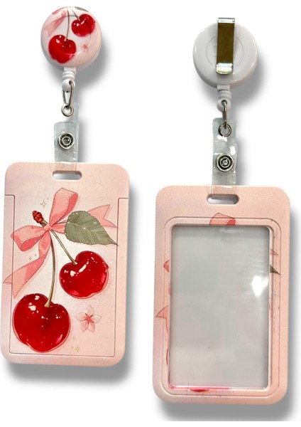 Yaka Kartlığı Yoyolu Kartlık Koruyucu Çekmeli Kart Tutucu Kartlık Tatlı Cherry Vişne Fiyonk