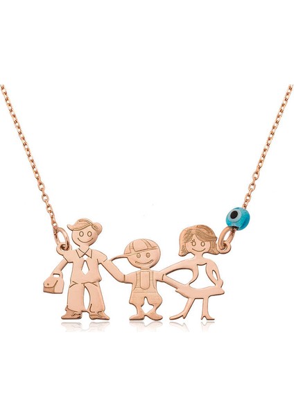 925 Ayar Gümüş Rose Mutlu Aile Kolye T4120 (972972)