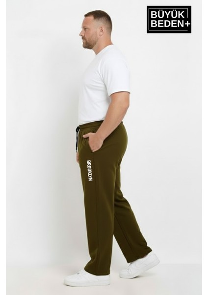 Erkek Büyük Beden Brooklyn Baskılı Rahat Kesim Lastikli Bel Paça Reçme Eşofman Altı SPR26EA952-2