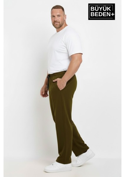 Erkek Büyük Beden Rahat Kalıp, Lastikli Bel, Paça Reçmeli Eşofman Altı SPR26BEA952 fiyatları