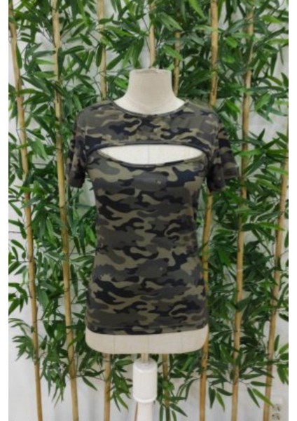 Bisiklet Yaka Göğüs Dekolteli Süprem Bluz - Yeşil fırsatları