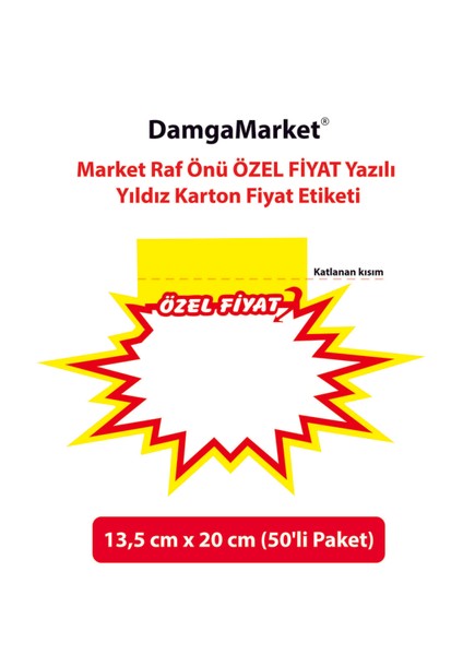 Market Raf Önü Özel Yazılı Yıldız Karton Market Etiketi 13,5 cm x 20 cm (50'li Paket)