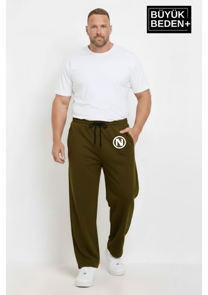 Erkek Büyük Beden N Logo Baskılı Rahat Kesim Lastikli Bel Paça Reçme Eşofman Altı SPR26EA952-4