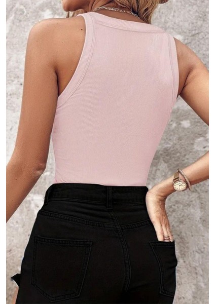 Taş Detaylı Yaka Dekolteli Kaşkorse Bluz - Pembe modelleri