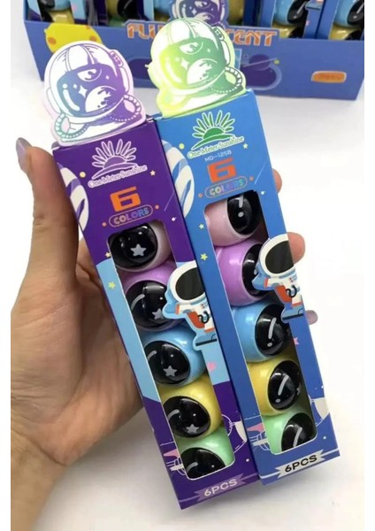 Astronot Fosforlu Kalem Yumurtlayan 1 Paket 5 Renk Astronot Figürlü Işaret Kalemi Mini 5 Li Fosforlu