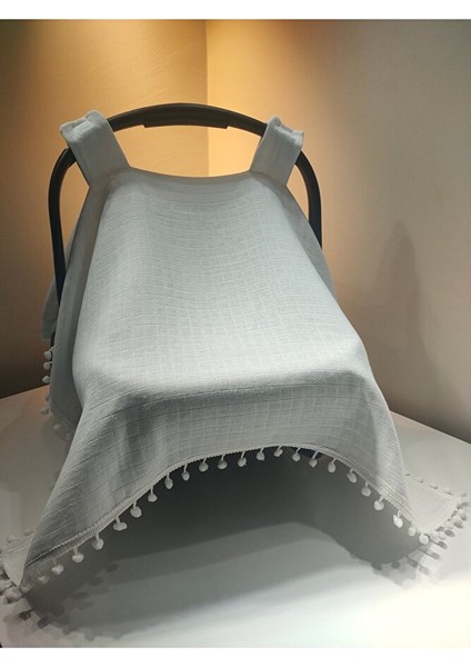 Ponponlu Müslin Puset Ana Kucağı Örtüsü