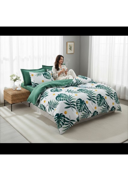 Nevresim Seti Çift Kişilik Mature Monstera Yeşil modelleri