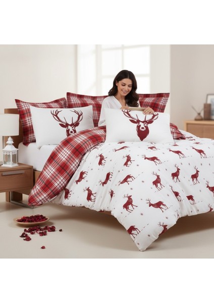 Tek Kişilik Kolay Ütülenir Nevresim Takımı Bordo Geyik fırsatları