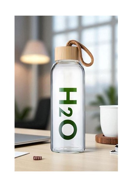 Hsnet Cam Matara - 800 ml Bambu Kapaklı Borosilikat Cam Matara - Ofis Matarası fiyatları