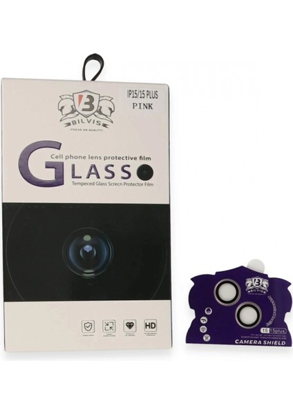 Ieg iPhone 15 Bilvis Titan Kamera Lens - Pembe
