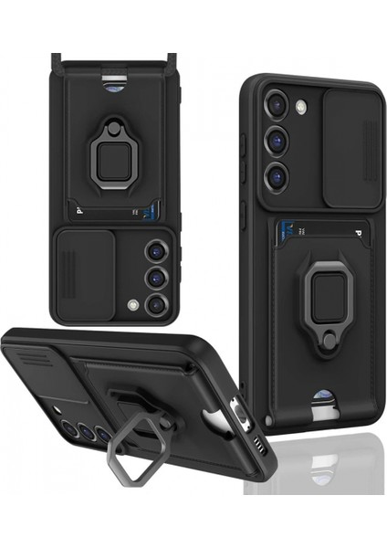 Samsung Galaxy S23 Plus Kılıf Zuma Kartvizitli Yüzüklü Silikon - Siyah fiyatları