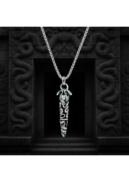 Çift Yılanlı Çubuk Gümüş Kaplama Örme Zincir Kolye modelleri