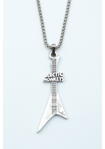 Arctic Monkeys Elektro Gitar Gümüş Kaplama Örme Zincir Kolye