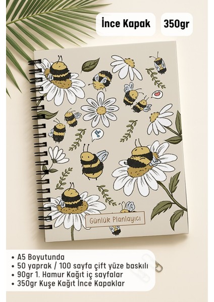 Günlük Planlayıcı A5 Defter, Notlar, Yapılacaklar, Esnek Karton Kapaklı, 100 Günlük, Arılı fiyatları