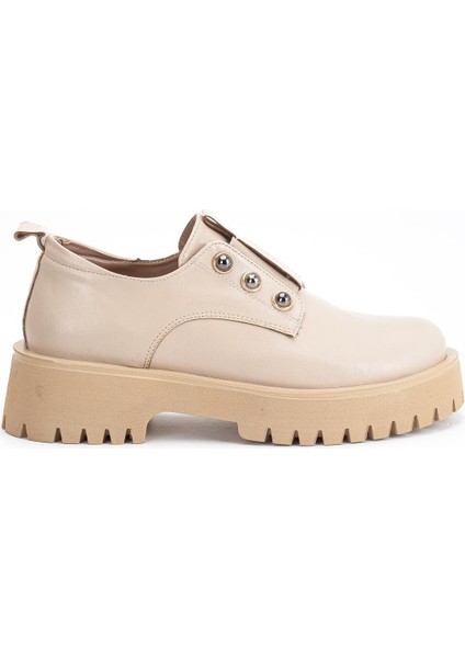 Kadın Casual Günlük Ayakkabı Bej Kırışık Rugan Kalın Taban Bağsız modelleri