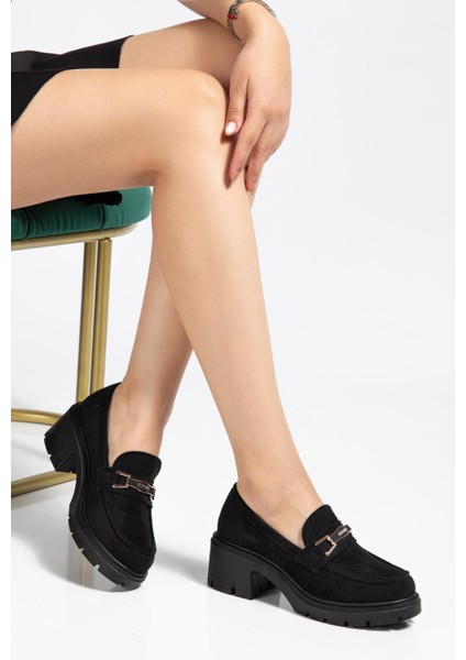 Süet Traktör Taban Tokalı Kadın Günlük Ayakkabısiyah fiyatları