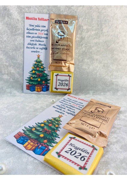 Hoşgeldin 2026 Yeni Yıl Yılbaşı Hediyesi, Kahve ve Çikolata Kart Set fiyatları