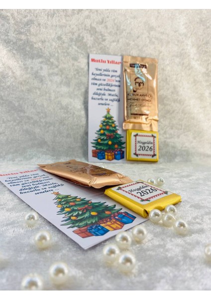 Hoşgeldin 2026 Yeni Yıl Yılbaşı Hediyesi, Kahve ve Çikolata Kart Set fırsatları