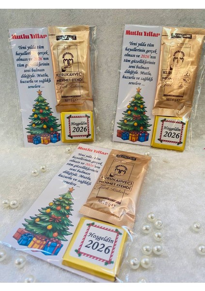 Hoşgeldin 2026 Yeni Yıl Yılbaşı Hediyesi, Kahve ve Çikolata Kart Set