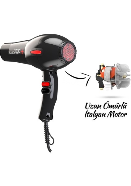 3200+ Profesyonel Turbo 2400WATT Italyan Motor Saç Fön Makinesi modelleri