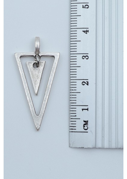 2'li Sallantılı Üçgen Dikdörtgen Bar Gümüş Kaplama Kolye Seti modelleri